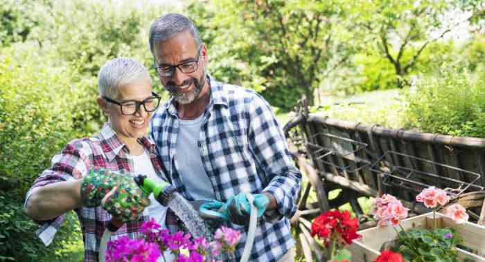 A couple gardening