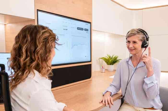 man getting hearing check