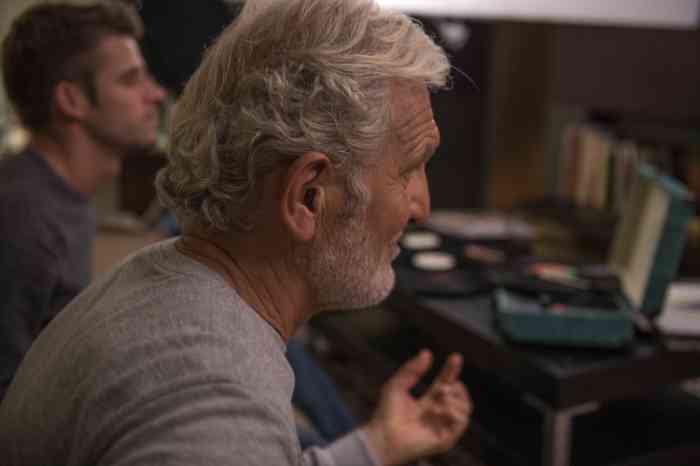 grandpa listening to music with his grandson