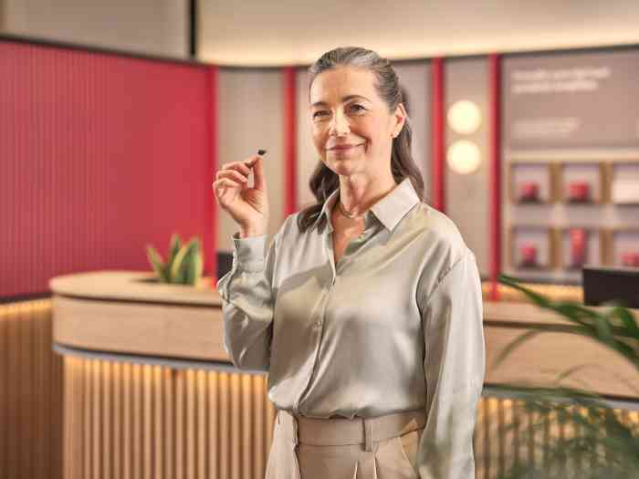 A woman with hearing aid