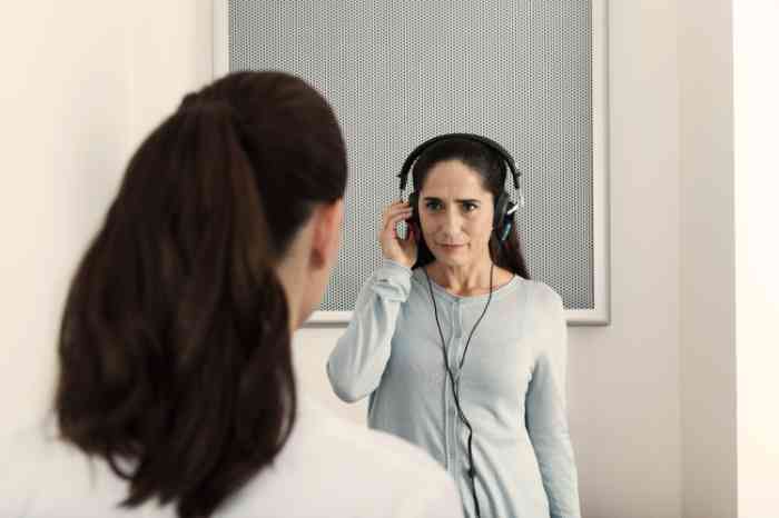 Woman undergoing a hearing test