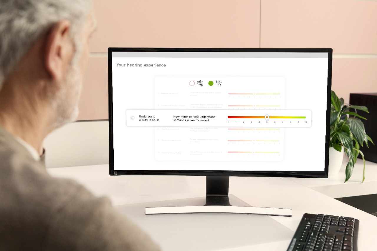Page on the computer about the hearing experience of the client