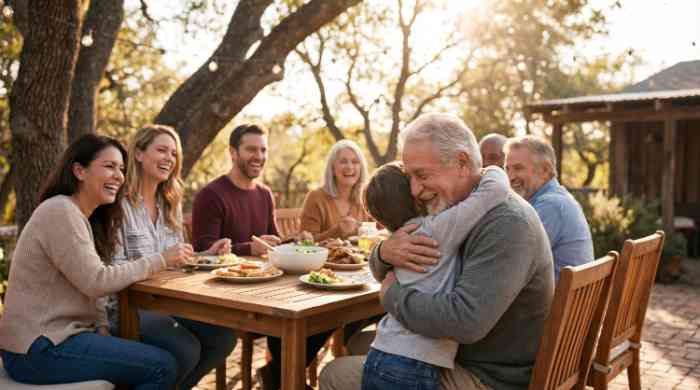 Family having lunch