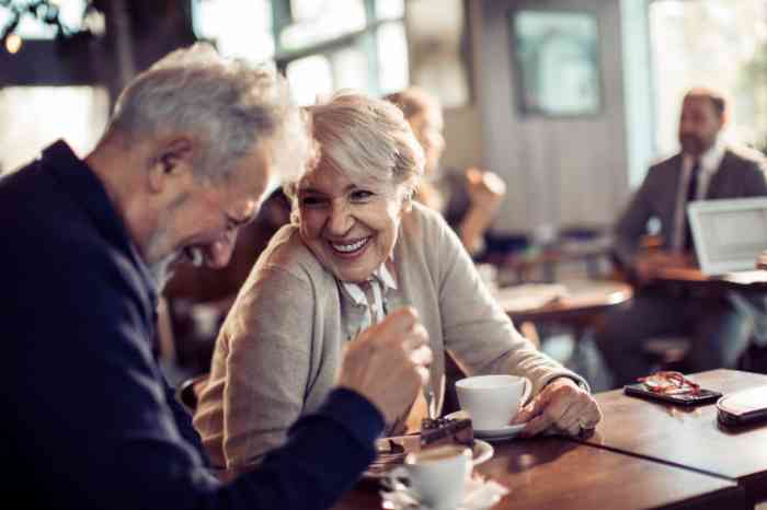 A man and a woman having together a coffee