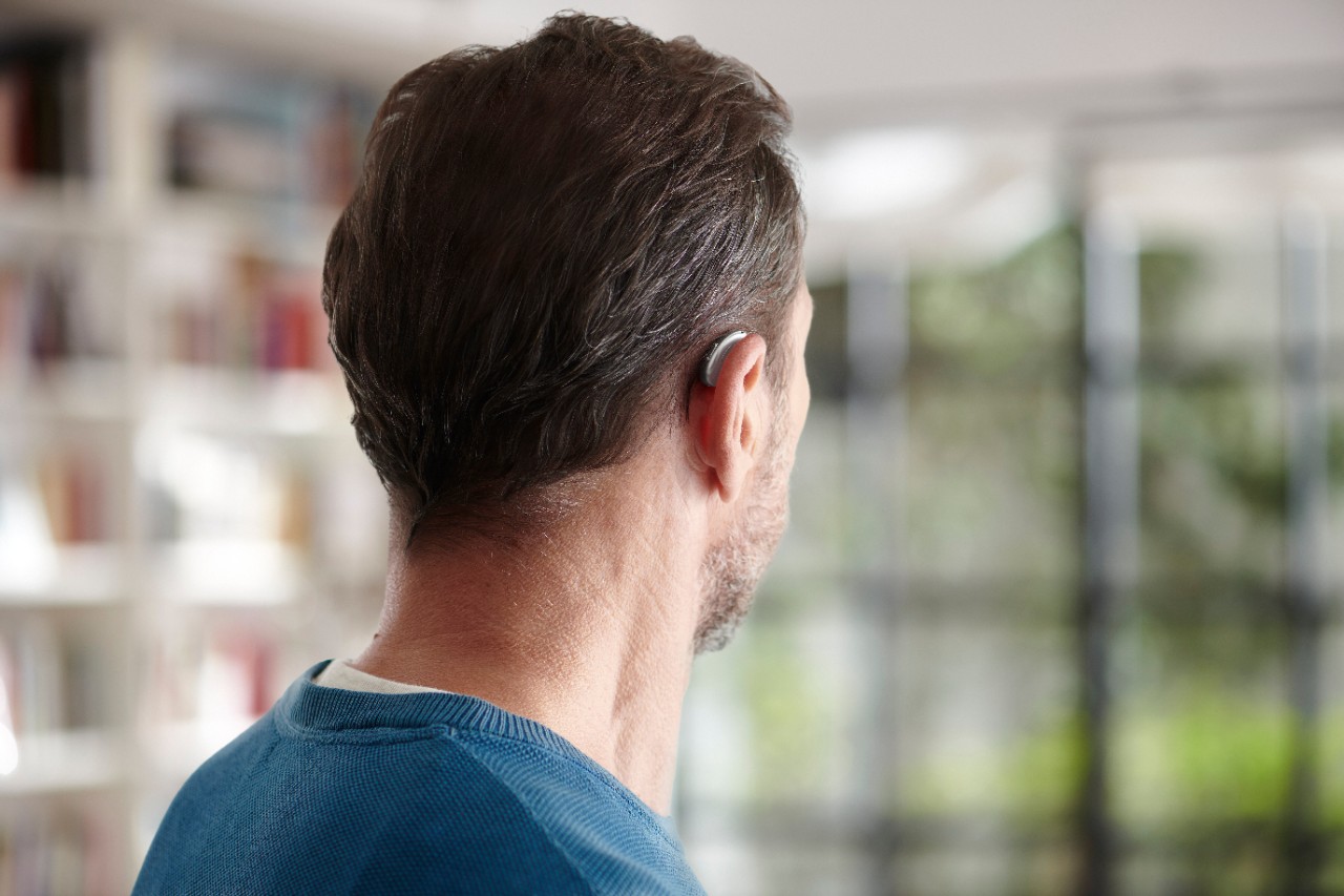 man with hearing aid